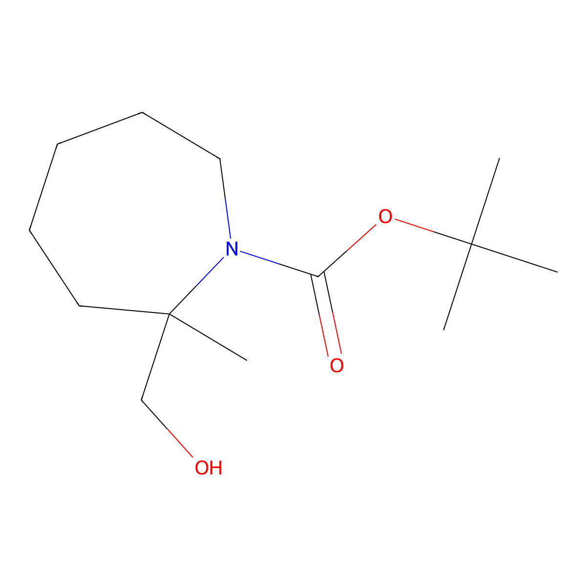 tert-Butyl 2-(hydroxymethyl)-2-methylazepane-1-carboxylate molecular structure, CAS 1785541-37-8