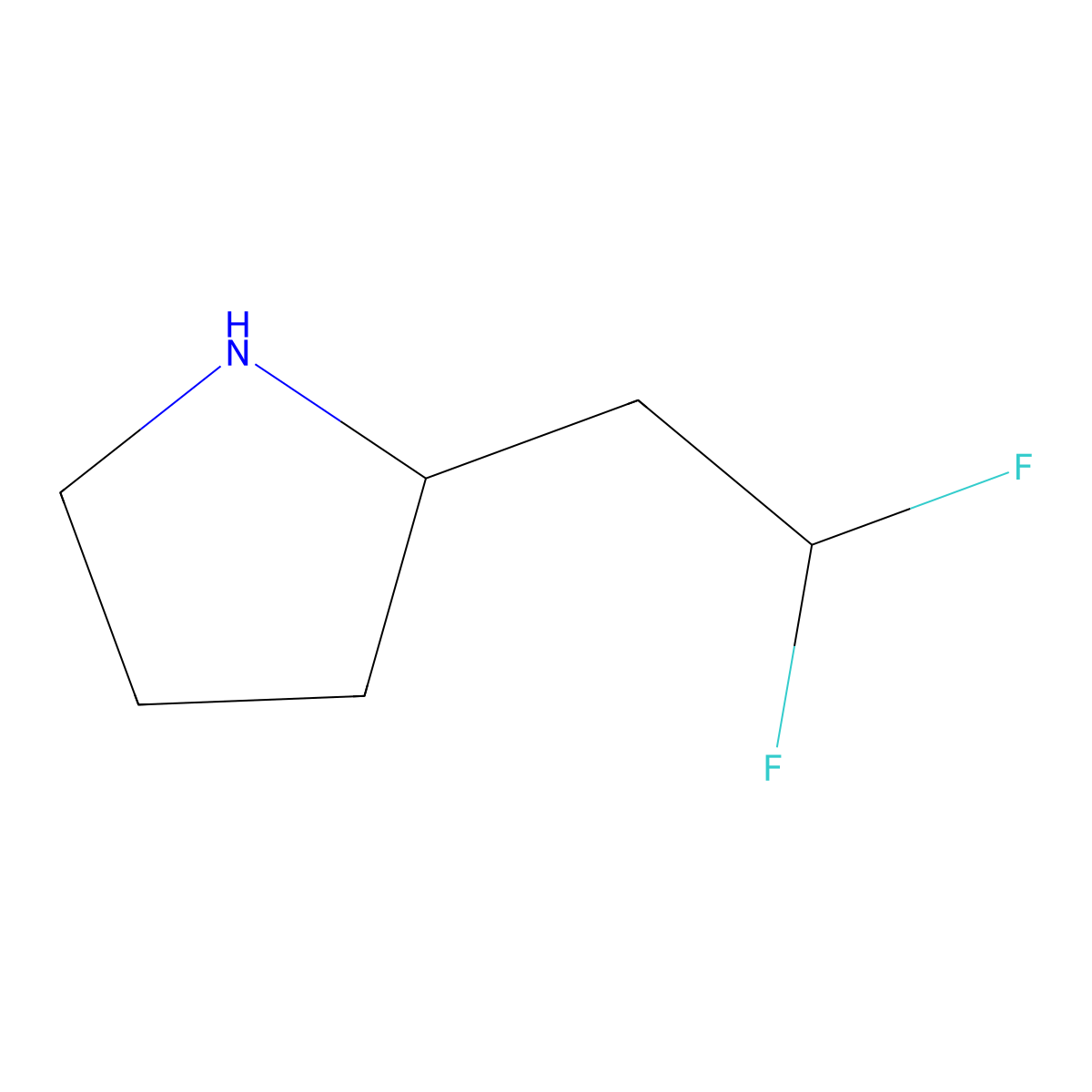 2-(2,2-Difluoroethyl)pyrrolidine molecular structure, CAS 1785543-22-7