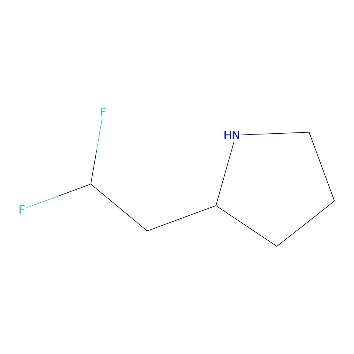 2-(2,2-Difluoroethyl)pyrrolidine molecular structure, CAS 1785543-22-7