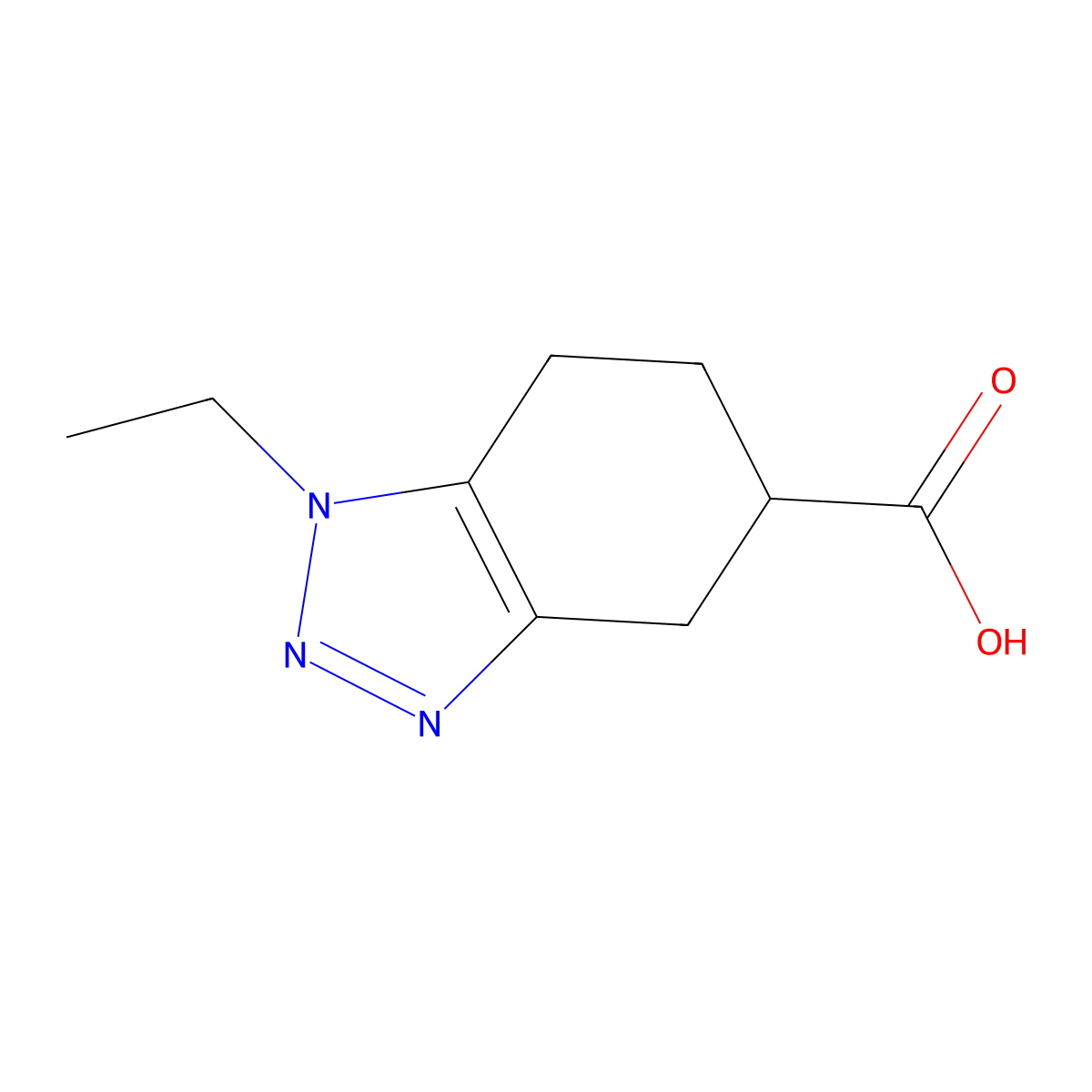 1-Ethyl-4,5,6,7-tetrahydrobenzotriazole-5-carboxylic acid molecular structure, CAS 1785545-73-4
