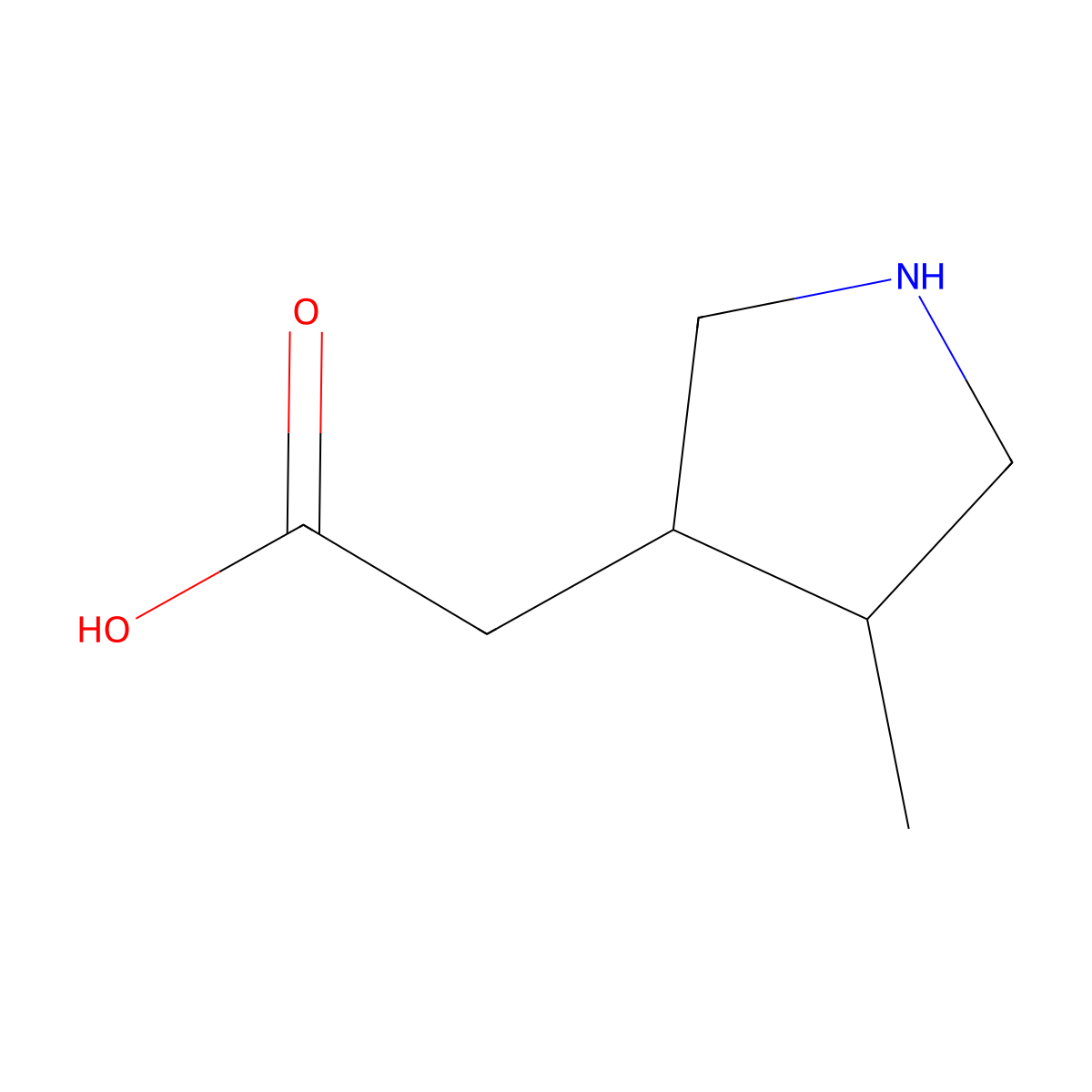 2-(4-Methylpyrrolidin-3-yl)acetic acid molecular structure, CAS 1785550-52-8
