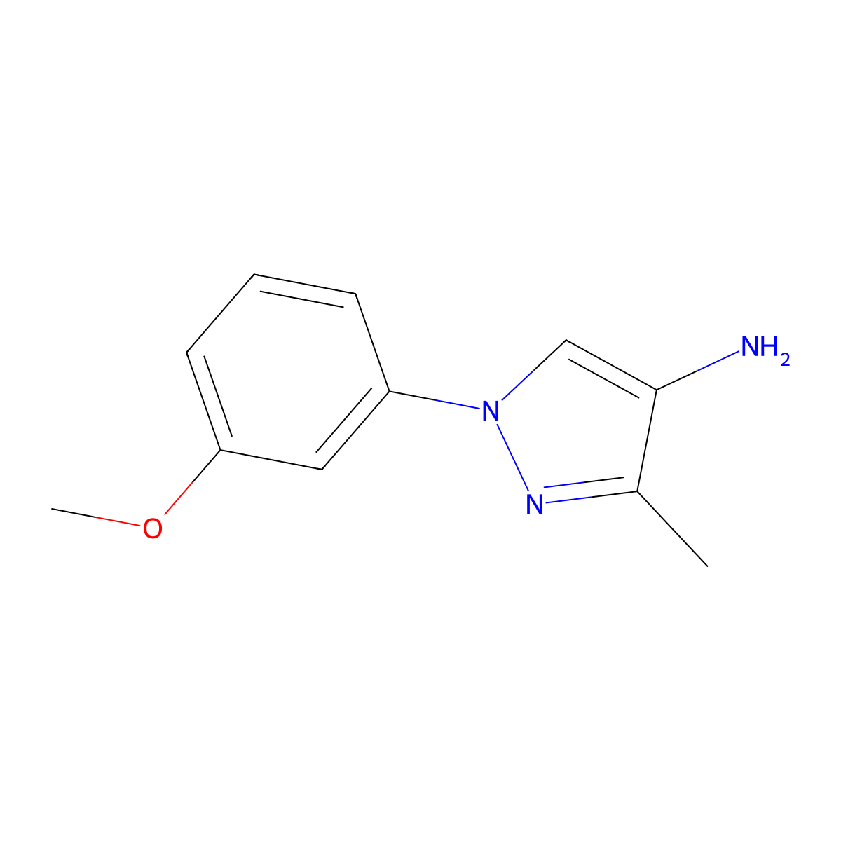 1-(3-Methoxyphenyl)-3-methyl-1H-pyrazol-4-amine molecular structure, CAS 1785555-61-4