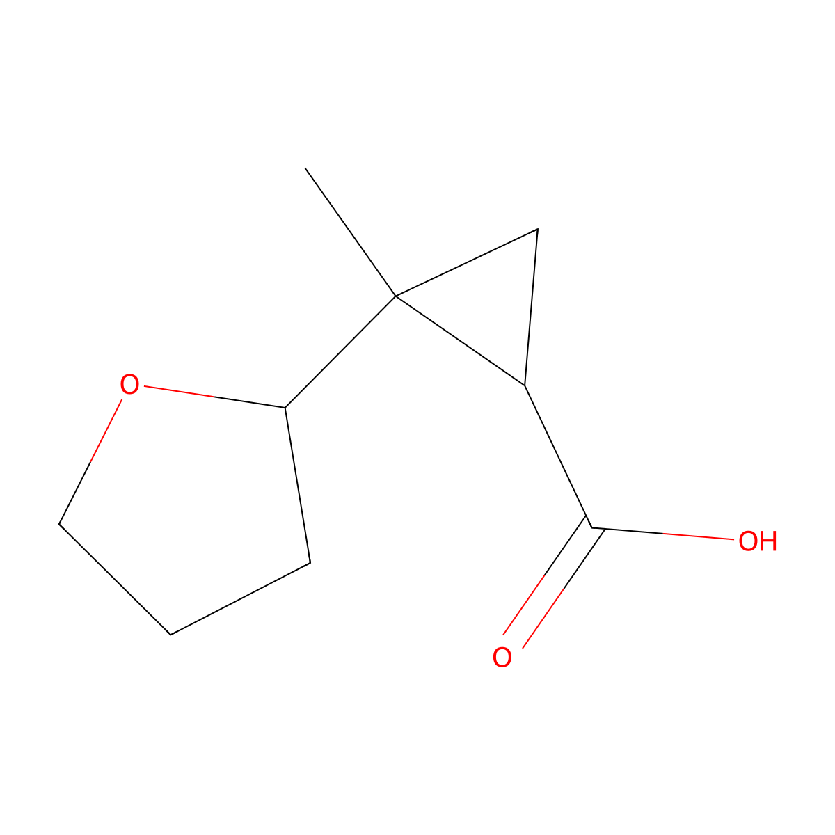 2-Methyl-2-(oxolan-2-yl)cyclopropane-1-carboxylic acid molecular structure, CAS 1785562-82-4