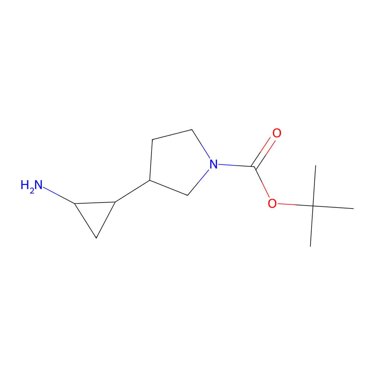 Tert-butyl 3-(2-aminocyclopropyl)pyrrolidine-1-carboxylate molecular structure, CAS 1785562-90-4