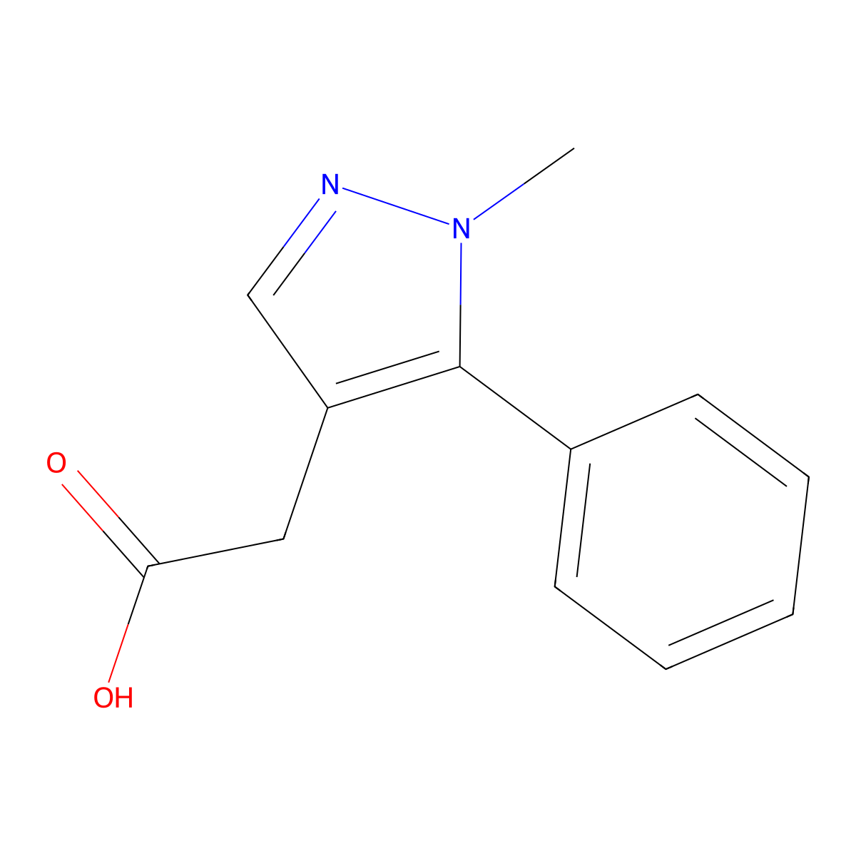 2-(1-Methyl-5-phenyl-1H-pyrazol-4-YL)acetic acid molecular structure, CAS 1785564-92-2