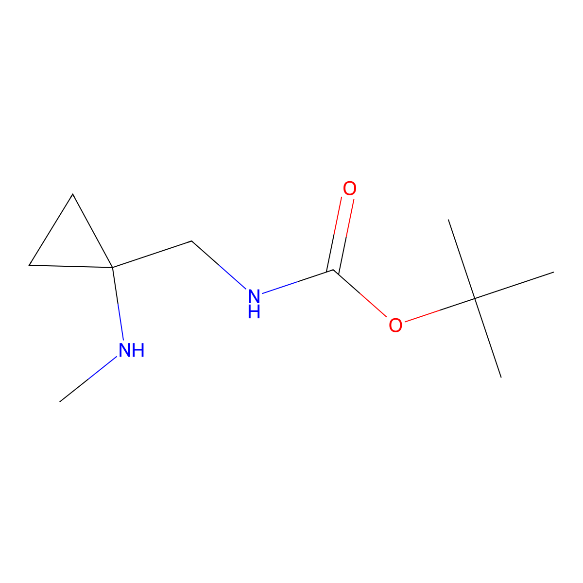 tert-butyl N-{[1-(methylamino)cyclopropyl]methyl}carbamate molecular structure, CAS 1785565-68-5
