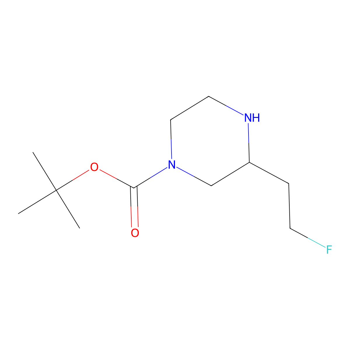 Tert-butyl 3-(2-fluoroethyl)piperazine-1-carboxylate molecular structure, CAS 1785571-53-0