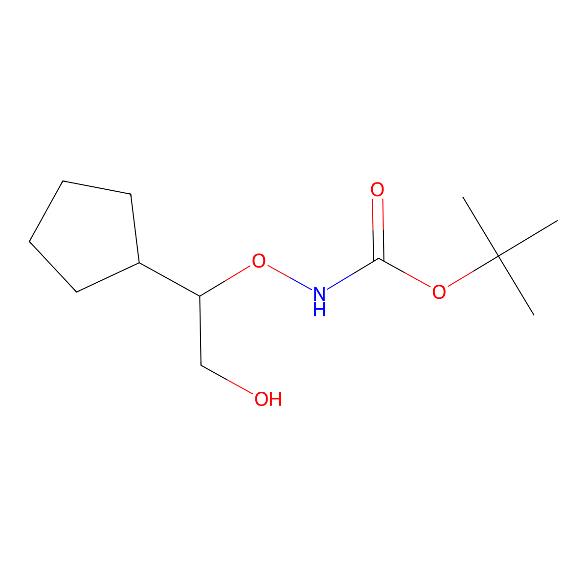 tert-butyl N-(1-cyclopentyl-2-hydroxyethoxy)carbamate molecular structure, CAS 1785573-86-5
