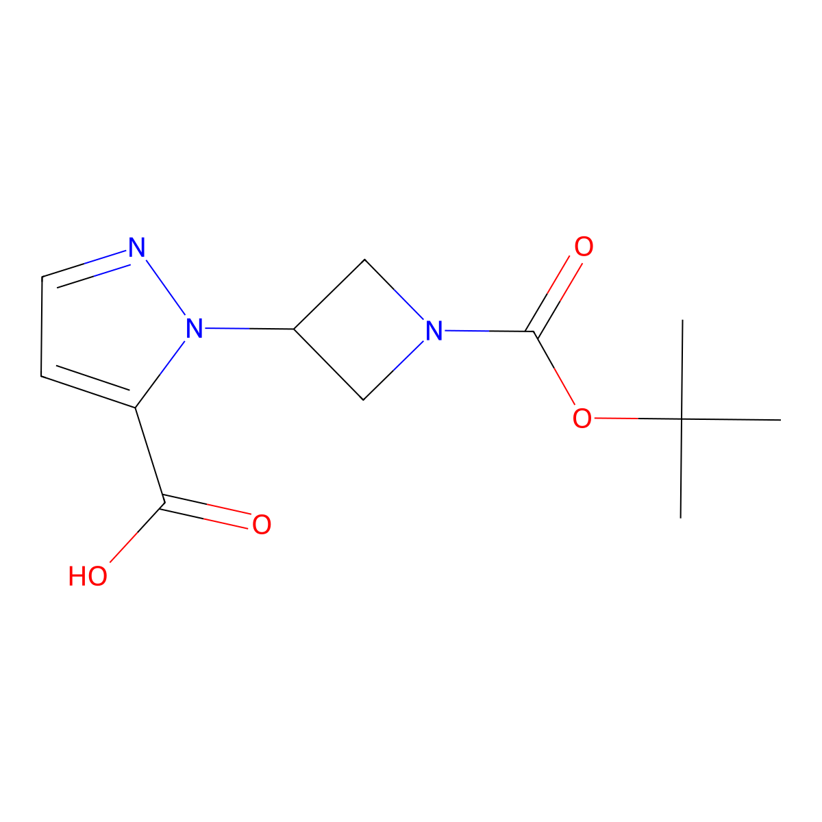 1-{1-[(tert-butoxy)carbonyl]azetidin-3-yl}-1H-pyrazole-5-carboxylic acid molecular structure, CAS 1785576-33-1