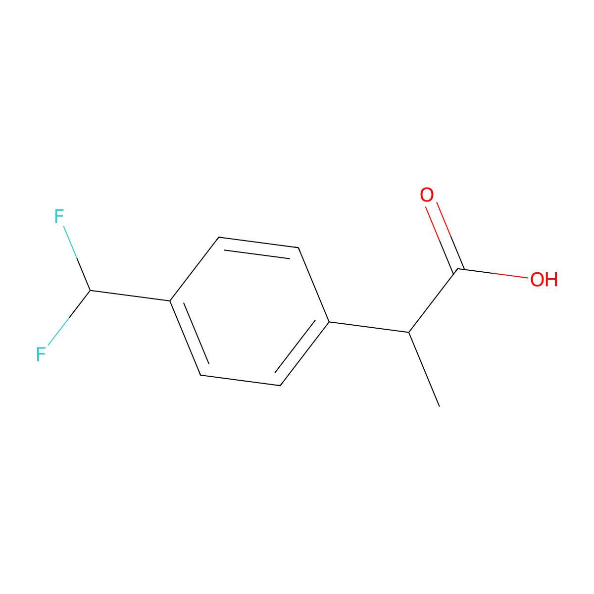 2-(4-(Difluoromethyl)phenyl)propanoic acid molecular structure, CAS 1785577-85-6
