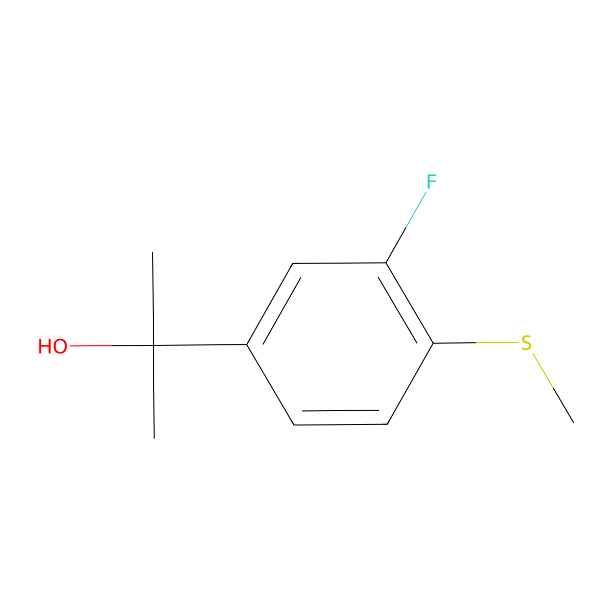 3-Fluoro-alpha,alpha-dimethyl-4-(methylthio)benZenemethanol molecular structure, CAS 1785578-61-1