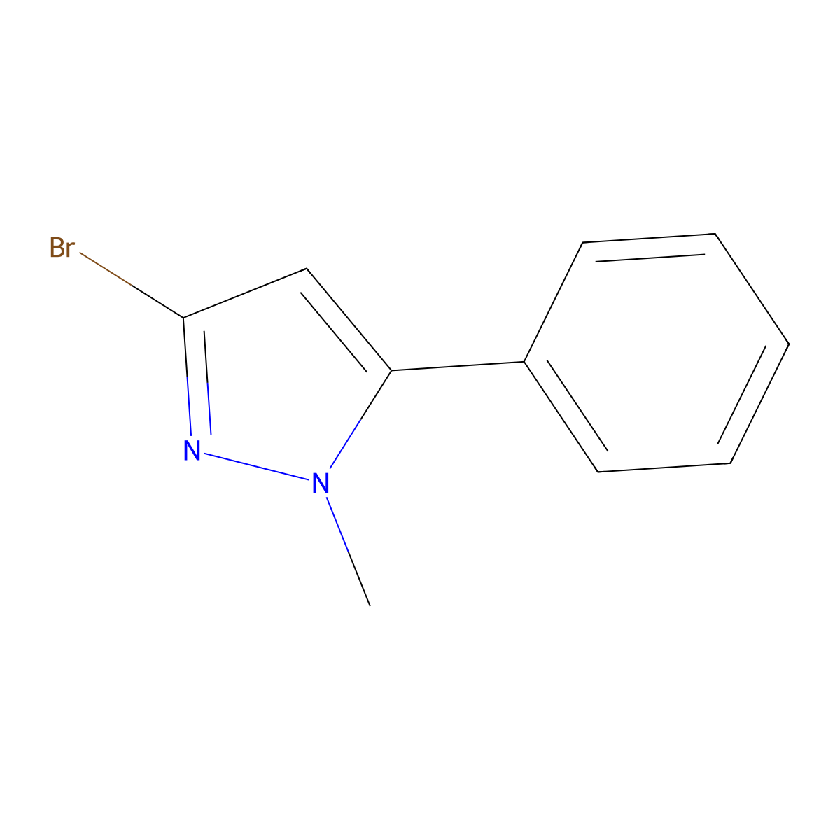 3-Bromo-1-methyl-5-phenyl-1H-pyrazole molecular structure, CAS 1785580-89-3