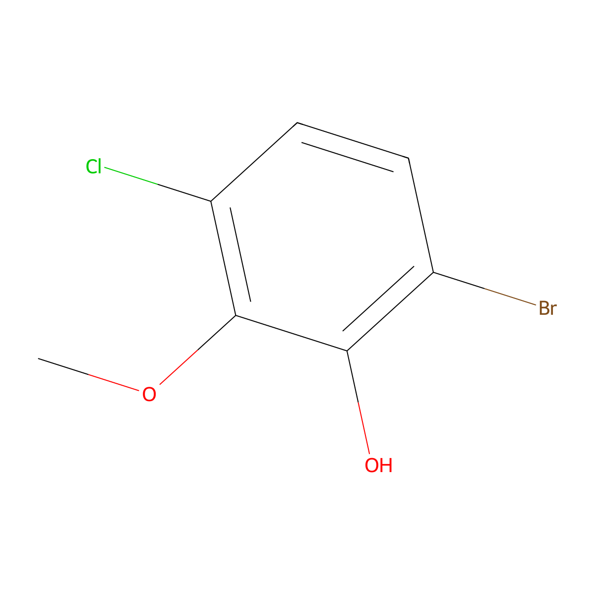 6-Bromo-3-chloro-2-methoxyphenol molecular structure, CAS 1785582-76-4