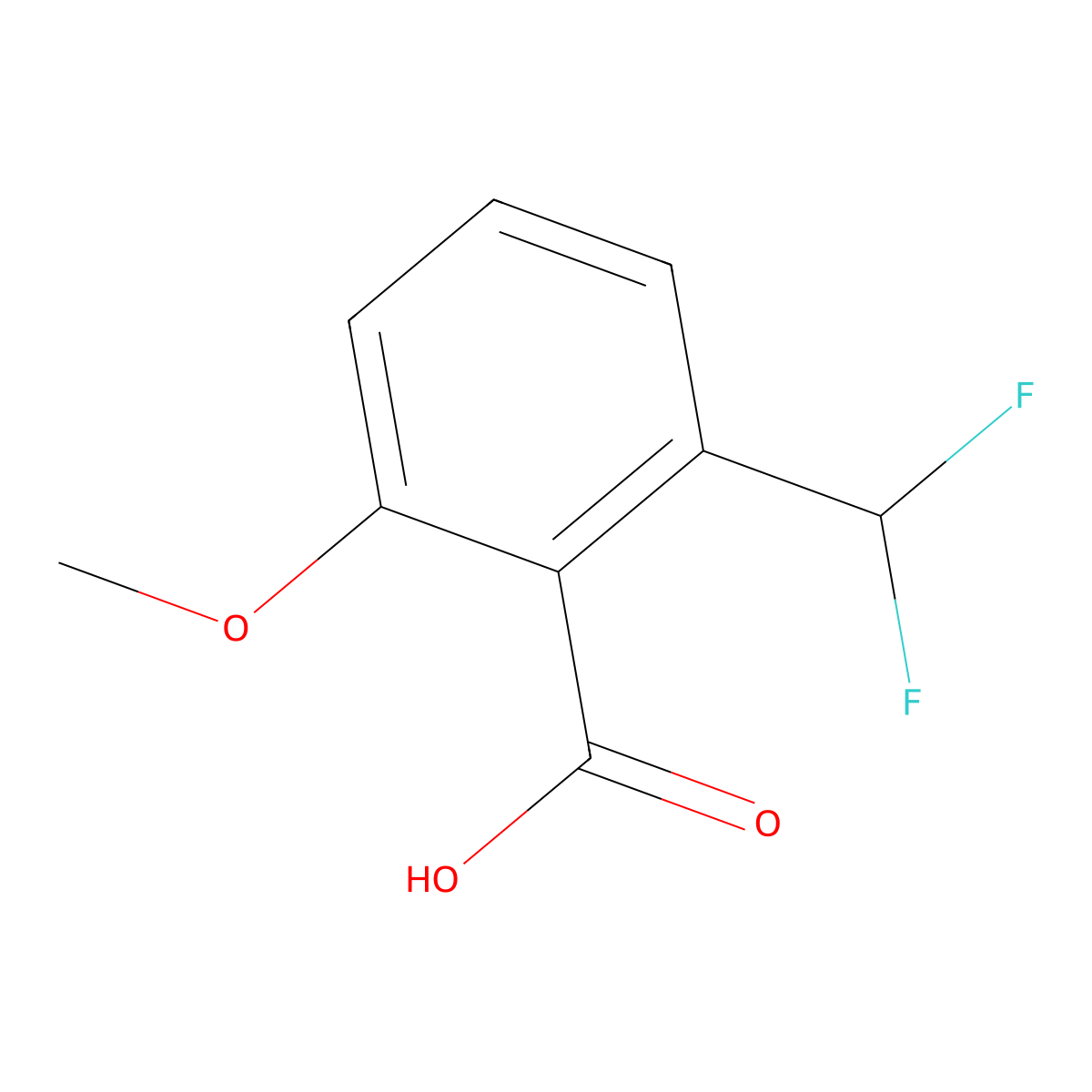 2-(Difluoromethyl)-6-methoxybenzoic acid molecular structure, CAS 1785583-39-2