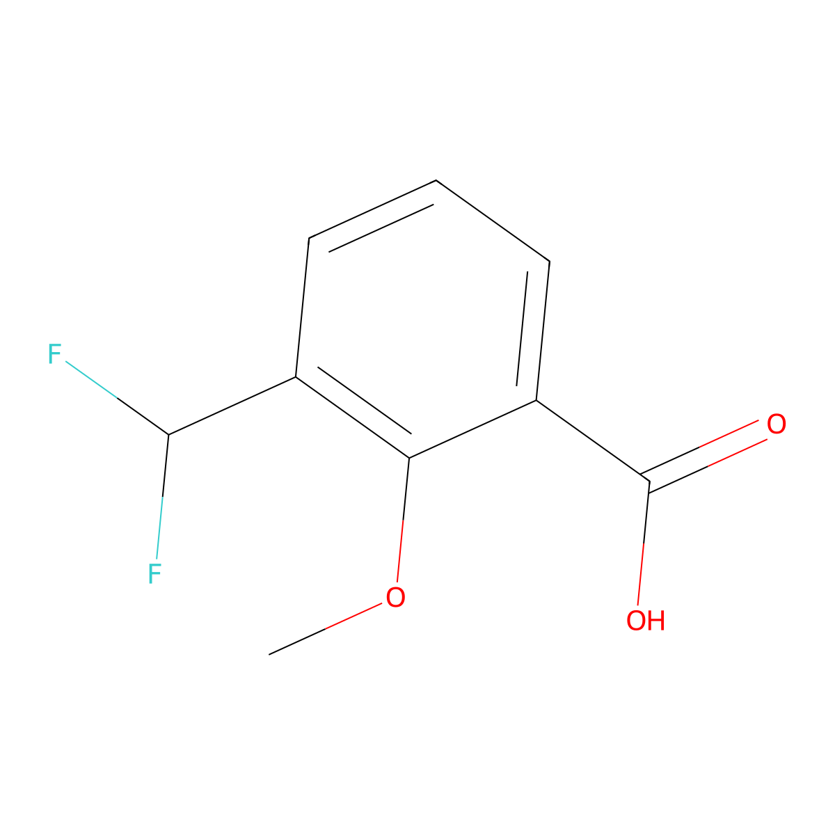 3-(Difluoromethyl)-2-methoxybenzoic acid molecular structure, CAS 1785584-14-6
