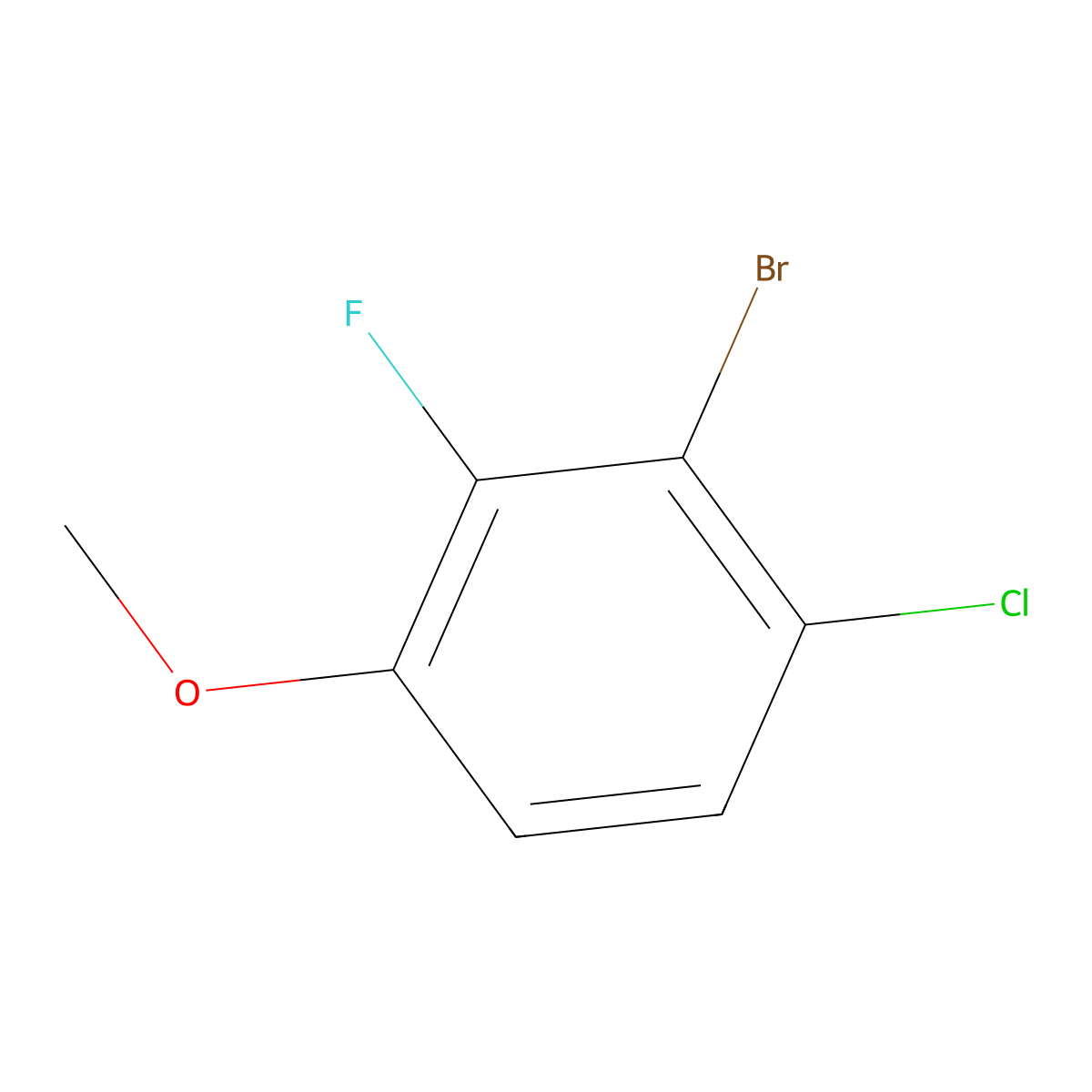2-Bromo-1-chloro-3-fluoro-4-methoxybenzene molecular structure, CAS 1785595-18-7