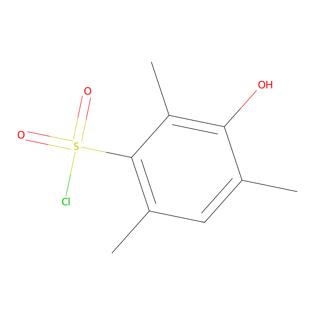 3-Hydroxy-2,4,6-trimethylbenzene-1-sulfonyl chloride molecular structure, CAS 1785598-83-5