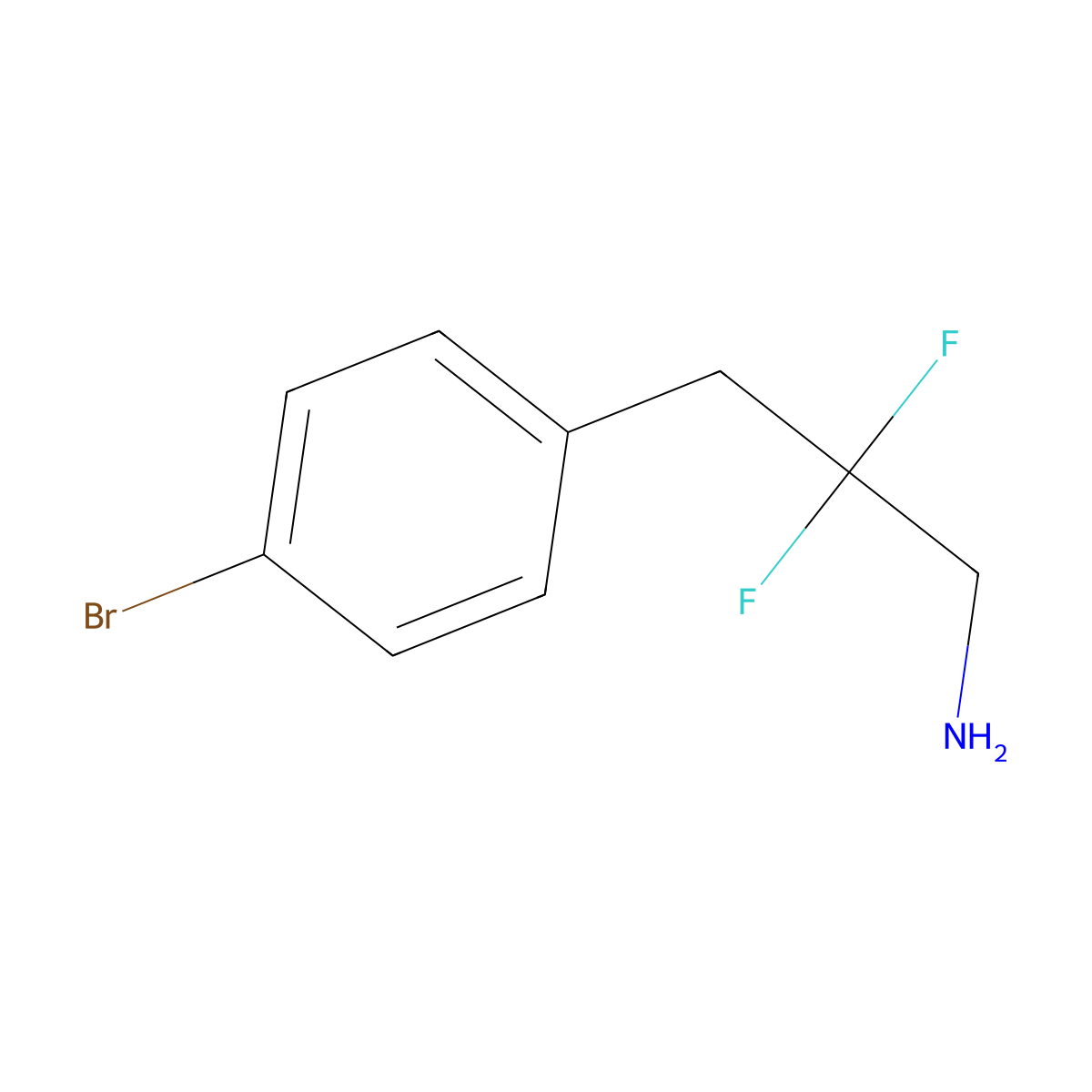 3-(4-Bromophenyl)-2,2-difluoropropan-1-amine molecular structure, CAS 1785600-55-6