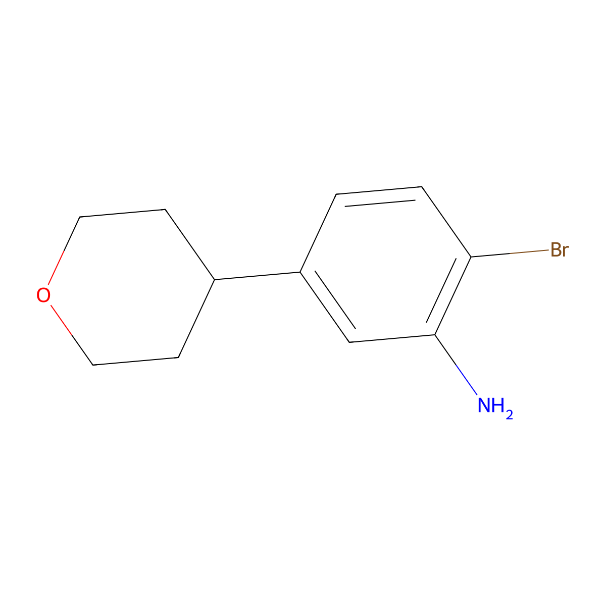 2-bromo-5-(tetrahydro-2H-pyran-4-yl)aniline molecular structure, CAS 1785609-50-8