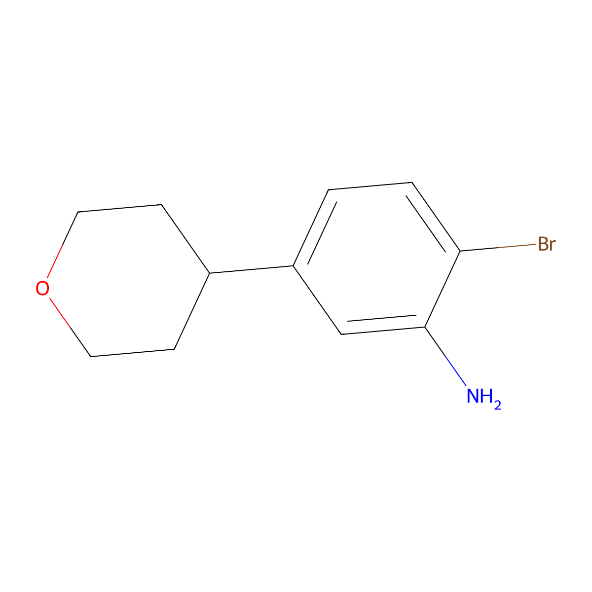 2-bromo-5-(tetrahydro-2H-pyran-4-yl)aniline molecular structure, CAS 1785609-50-8