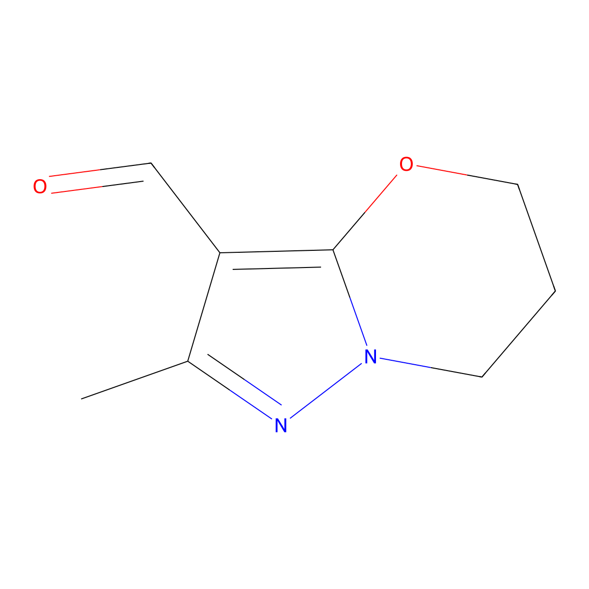 2-methyl-5H,6H,7H-pyrazolo[3,2-b][1,3]oxazine-3-carbaldehyde molecular structure, CAS 1785610-23-2