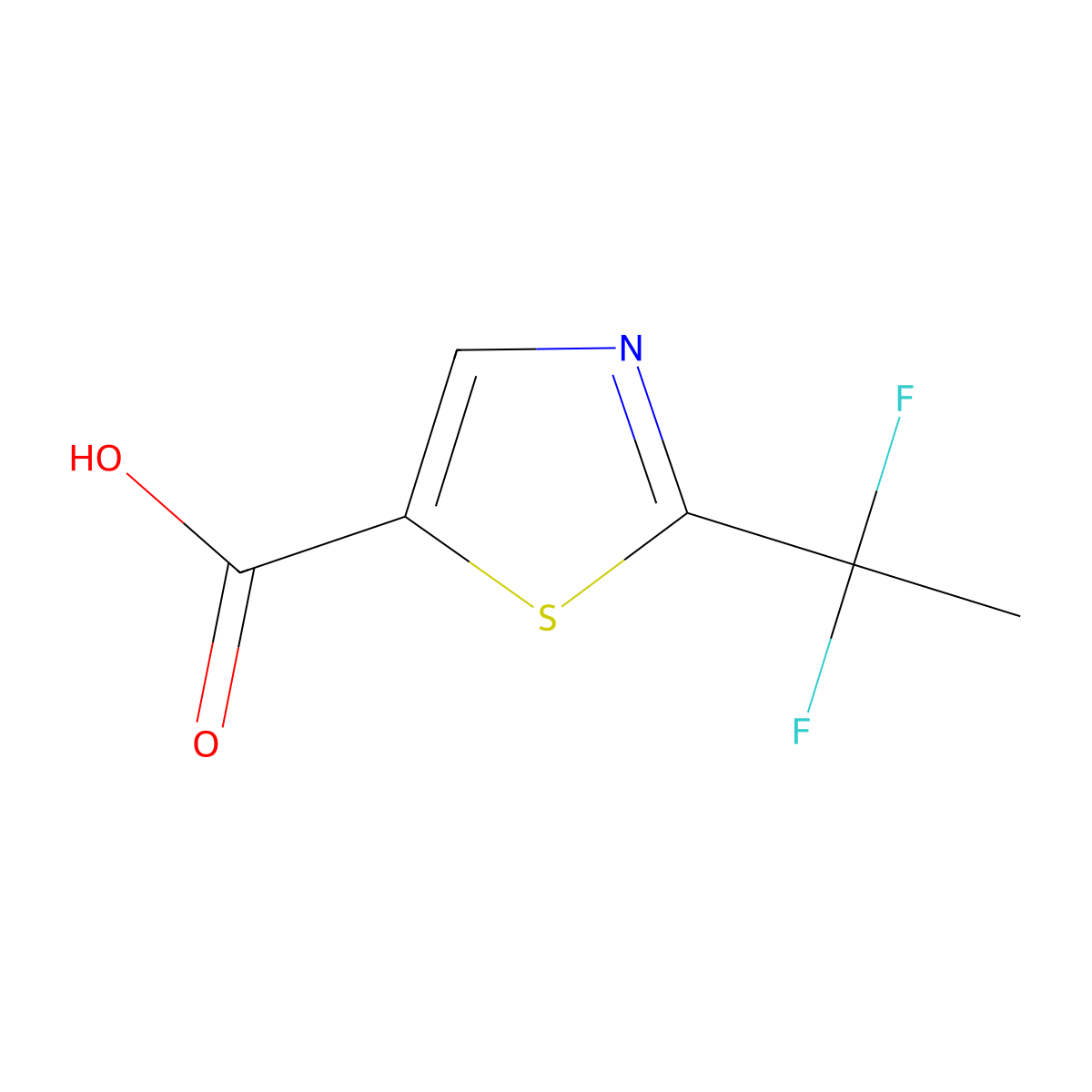 2-(1,1-Difluoroethyl)-1,3-thiazole-5-carboxylic acid molecular structure, CAS 1785611-30-4