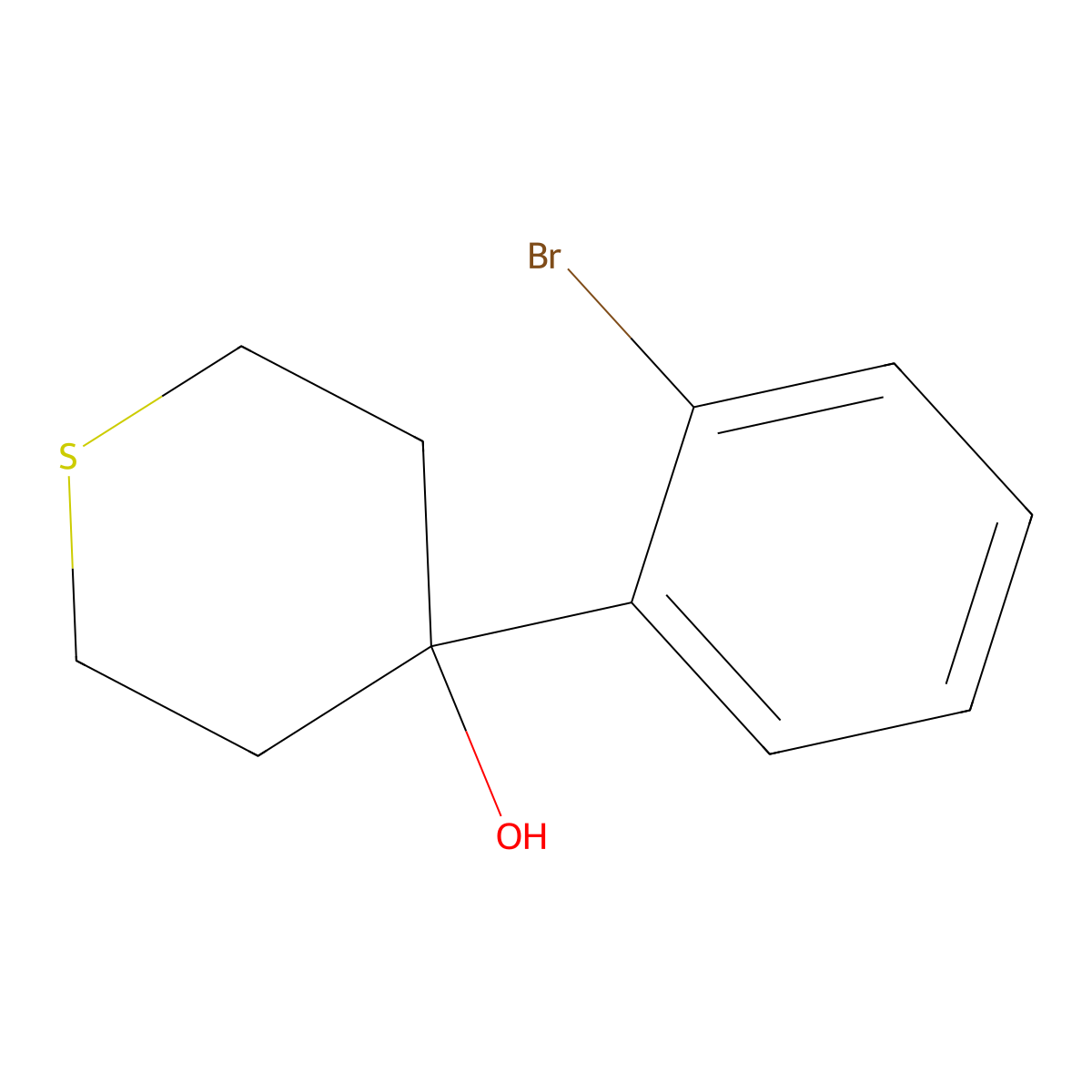 4-(2-Bromophenyl)thian-4-ol molecular structure, CAS 1785619-89-7