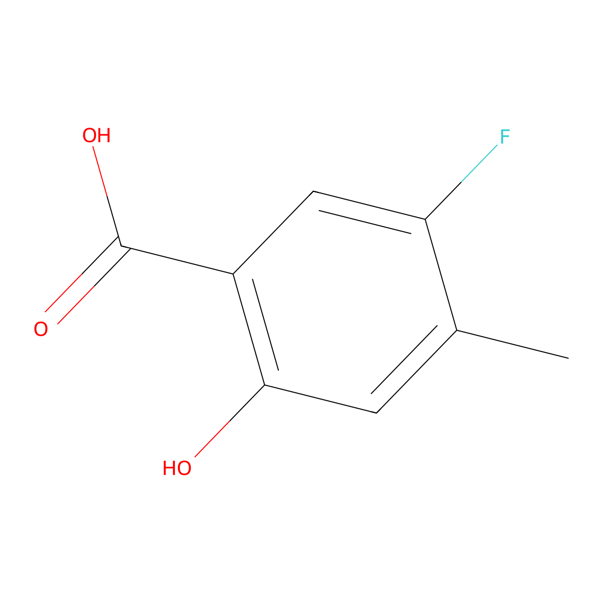 5-Fluoro-2-hydroxy-4-methylbenzoic acid molecular structure, CAS 1785625-14-0