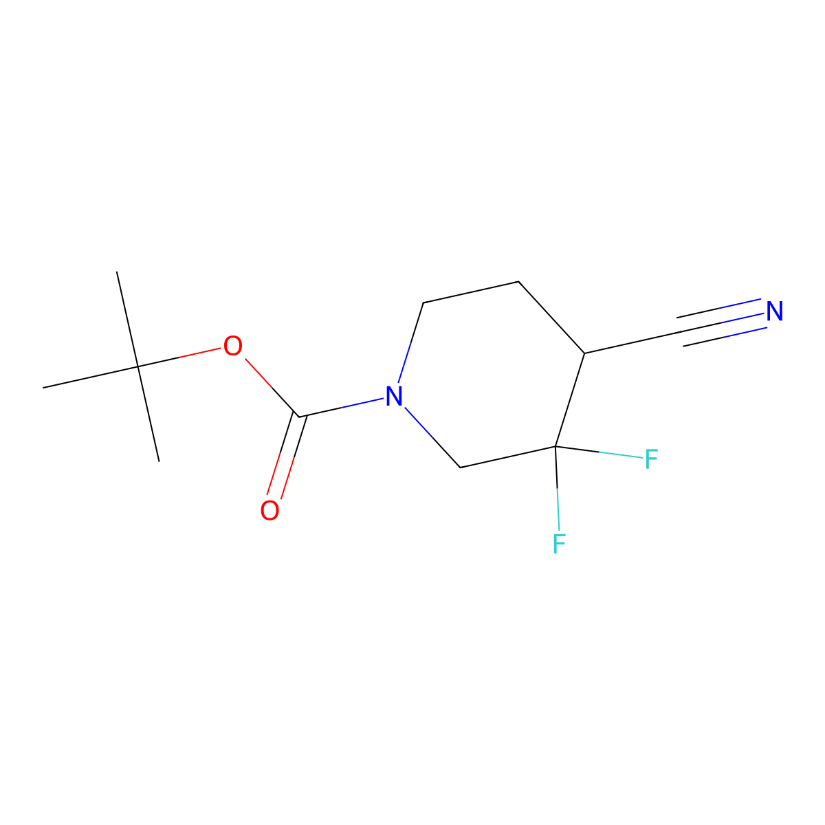 tert-Butyl 4-cyano-3,3-difluoropiperidine-1-carboxylate molecular structure, CAS 1785653-80-6