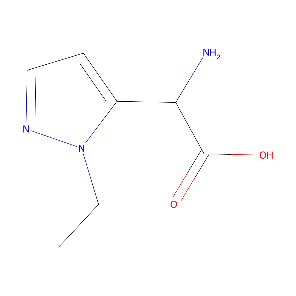 2-Amino-2-(1-ethyl-1h-pyrazol-5-yl)acetic acid molecular structure, CAS 1785716-06-4