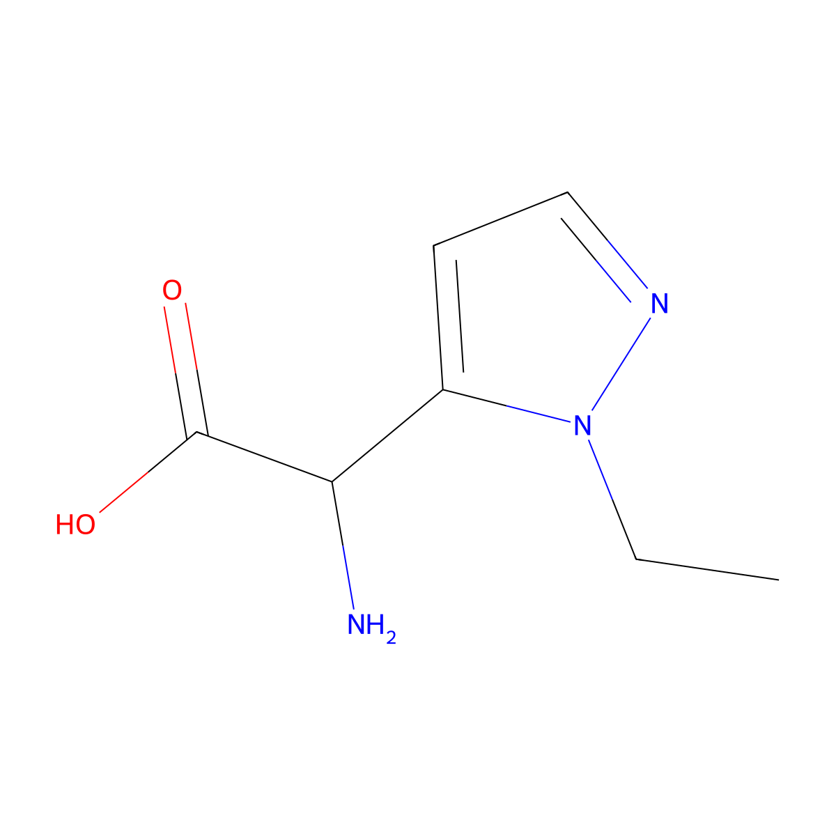 2-Amino-2-(1-ethyl-1h-pyrazol-5-yl)acetic acid molecular structure, CAS 1785716-06-4