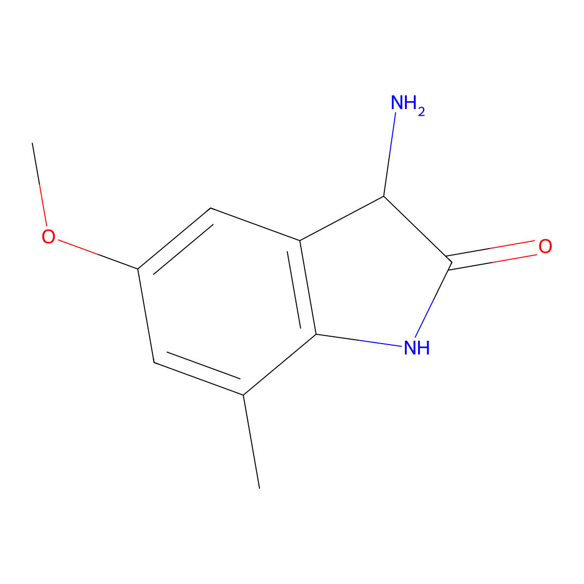 3-amino-5-methoxy-7-methyl-2,3-dihydro-1H-indol-2-one molecular structure, CAS 1785716-83-7