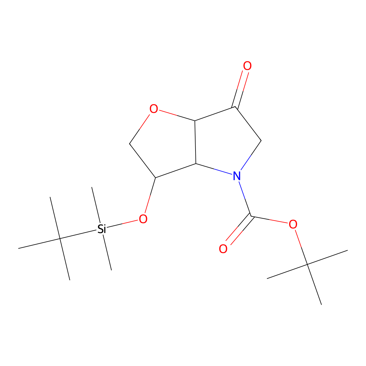tert-butyl 3-[tert-butyl(dimethyl)silyl]oxy-6-oxo-3,3a,5,6a-tetrahydro-2H-furo[3,2-b]pyrrole-4-carboxylate molecular structure, CAS 1785720-88-8