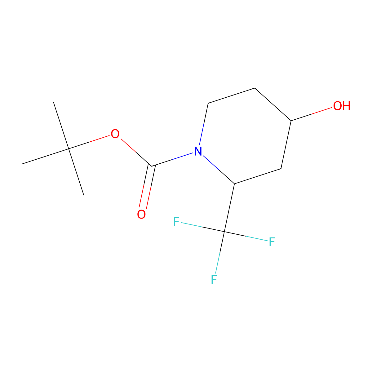 Tert-butyl 4-hydroxy-2-(trifluoromethyl)piperidine-1-carboxylate molecular structure, CAS 1785759-35-4