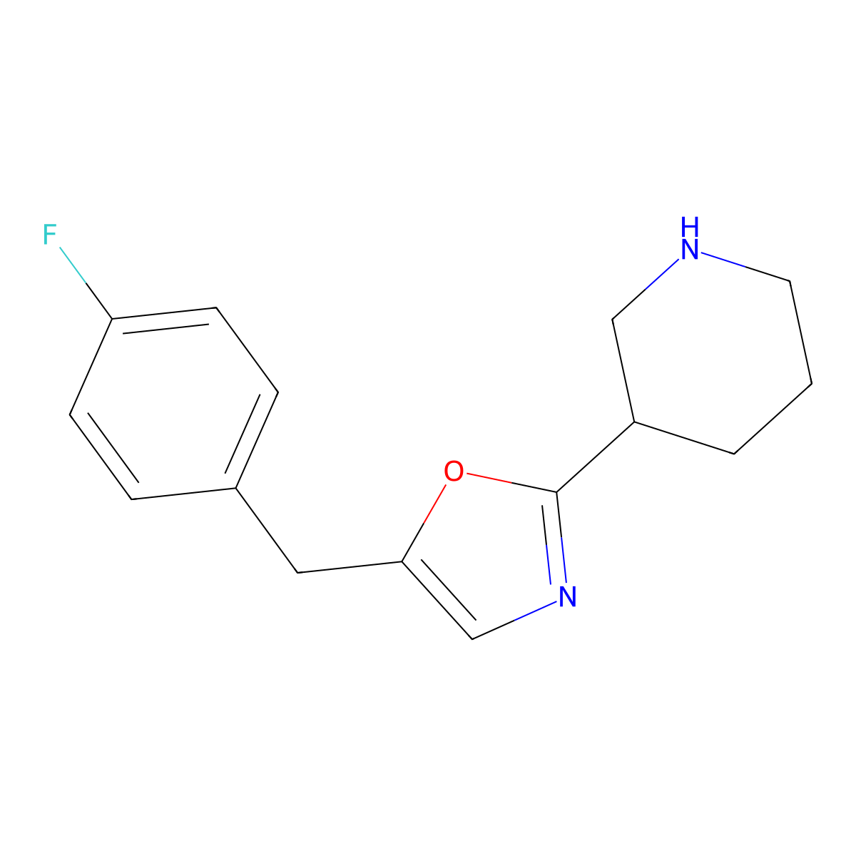 5-(4-Fluorobenzyl)-2-(piperidin-3-yl)oxazole molecular structure, CAS 1785759-46-7
