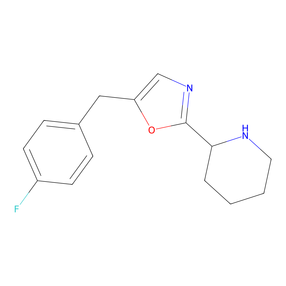 5-(4-Fluorobenzyl)-2-(piperidin-2-yl)oxazole molecular structure, CAS 1785759-50-3