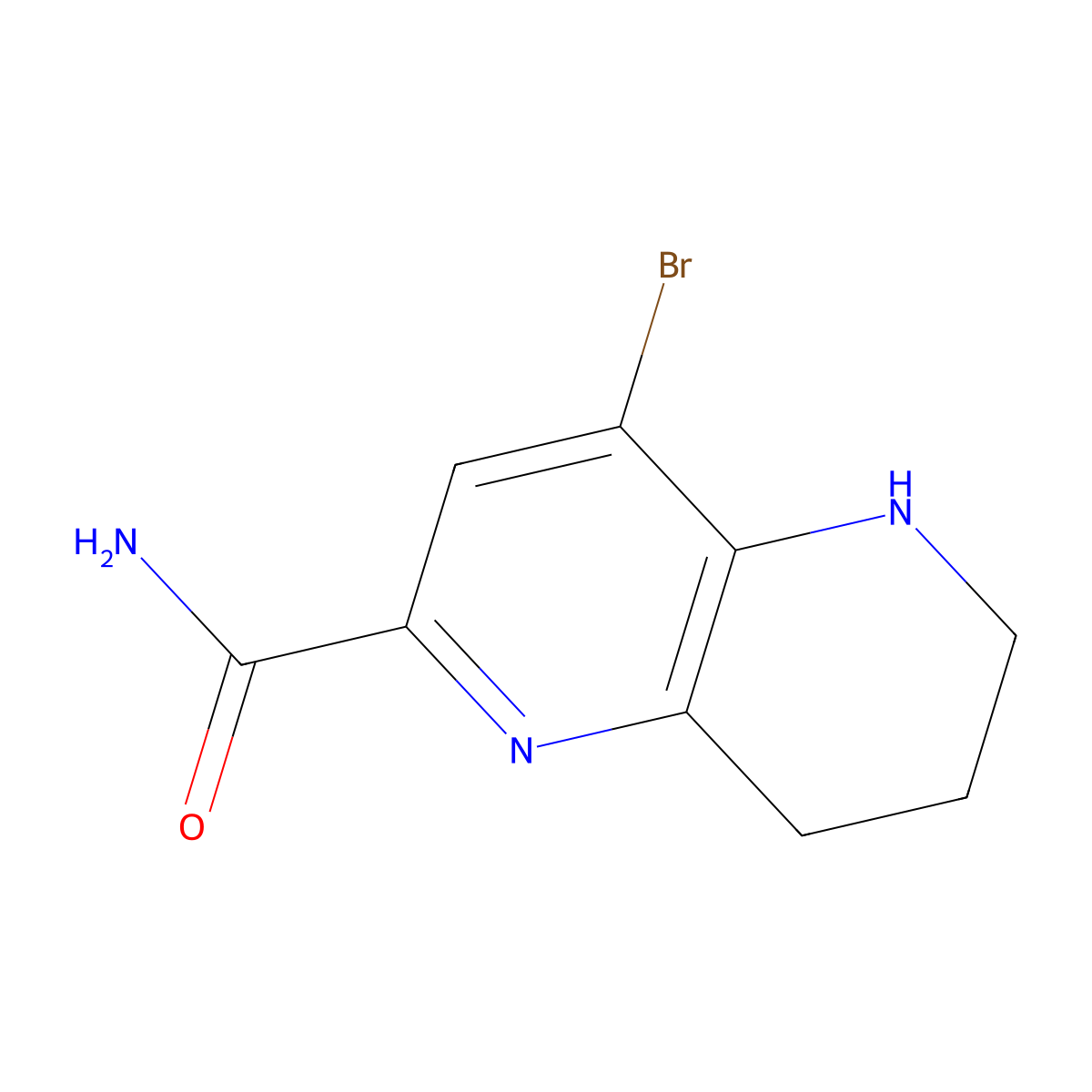 4-Bromo-5,6,7,8-tetrahydro-1,5-naphthyridine-2-carboxamide molecular structure, CAS 1785759-91-2