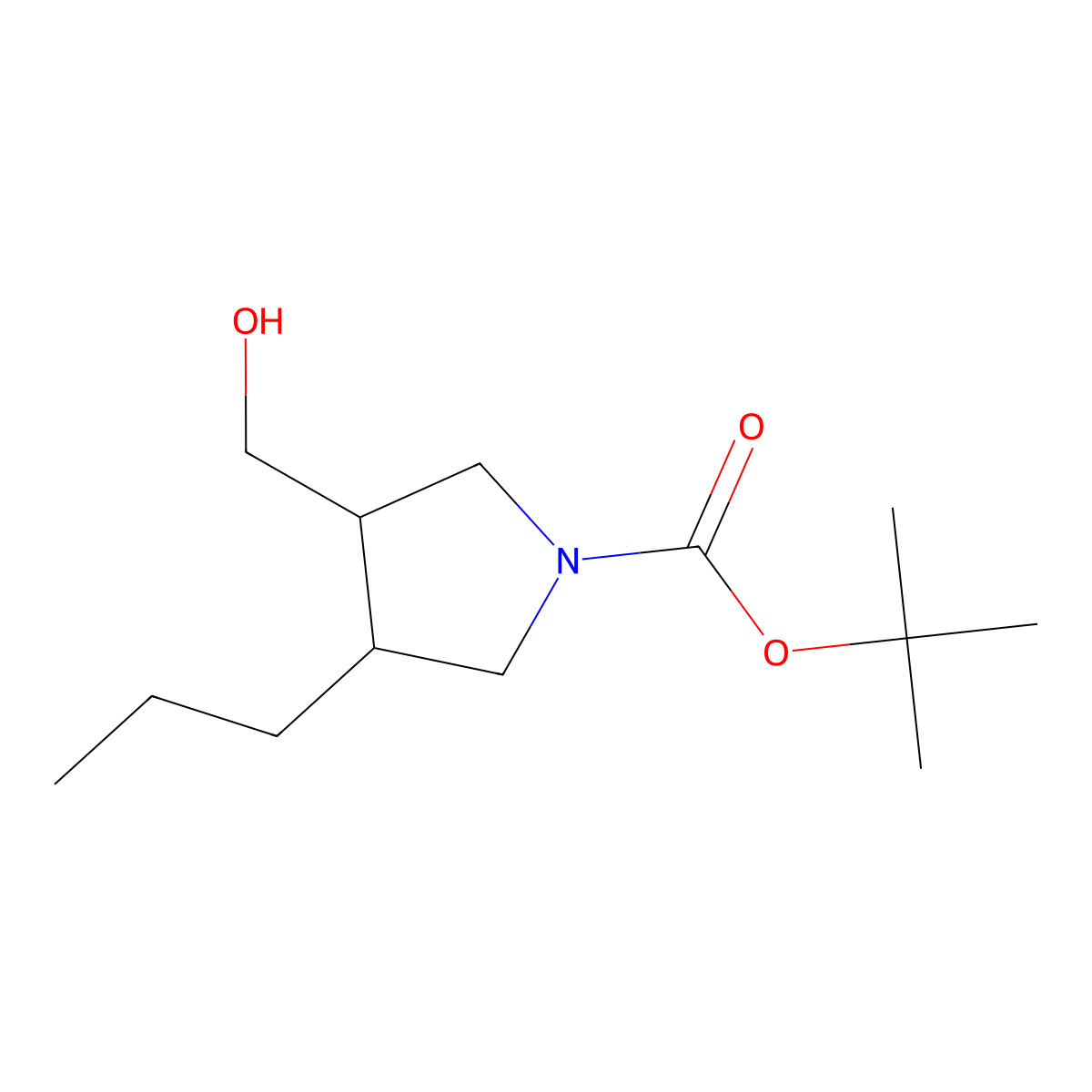 Tert-butyl 3-(hydroxymethyl)-4-propylpyrrolidine-1-carboxylate molecular structure, CAS 1785761-05-8