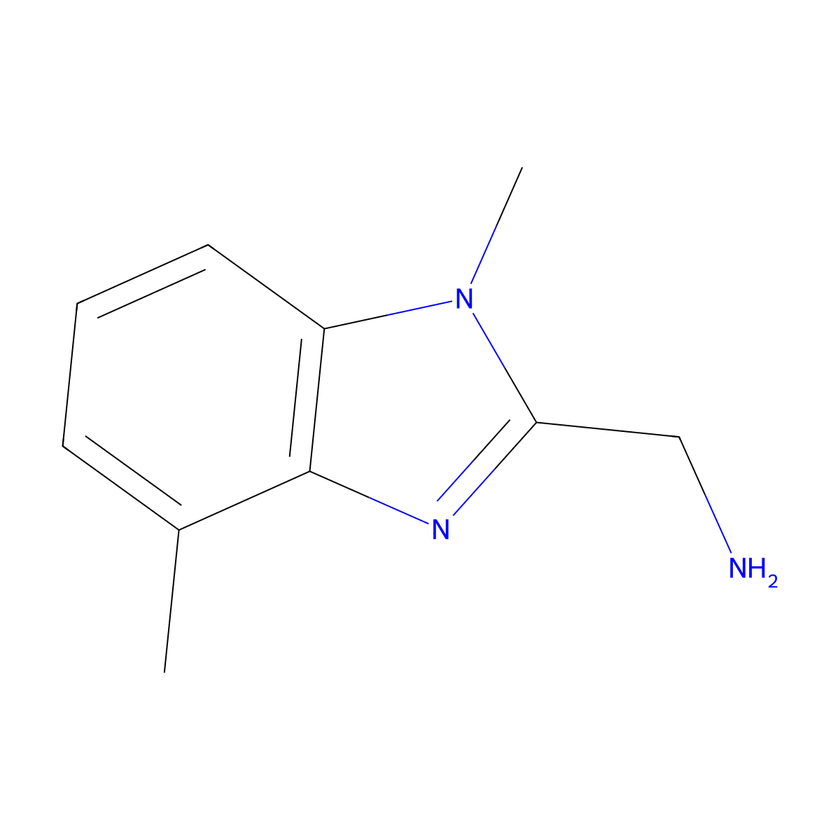 [(1,4-Dimethyl-1H-benzimidazol-2-yl)methyl]amine molecular structure, CAS 1785761-11-6