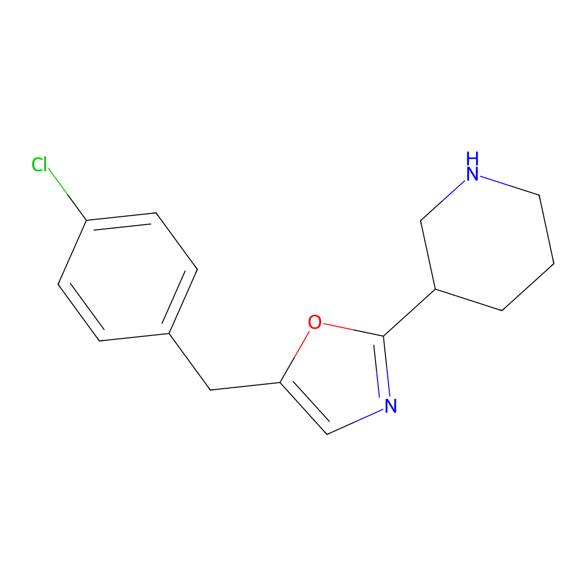 5-(4-Chlorobenzyl)-2-(piperidin-3-yl)oxazole molecular structure, CAS 1785761-50-3