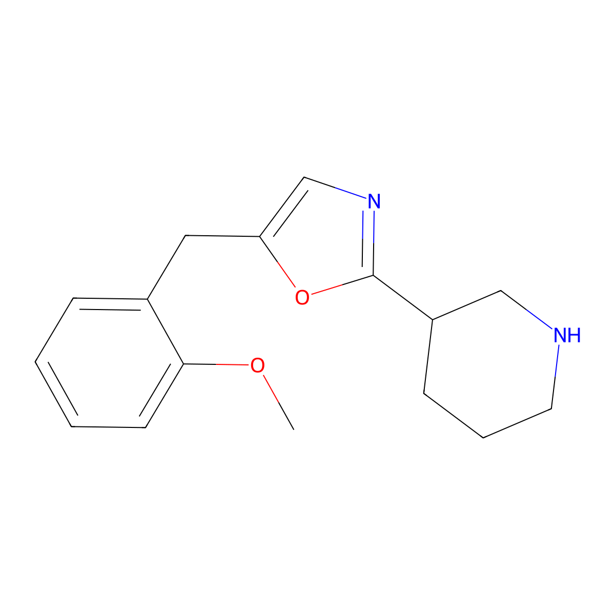 5-(2-Methoxybenzyl)-2-(piperidin-3-yl)oxazole molecular structure, CAS 1785761-54-7