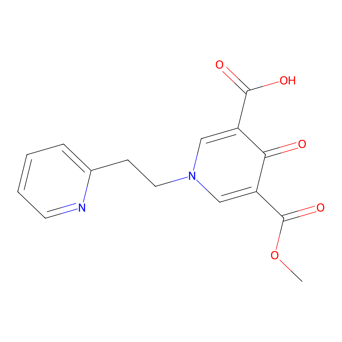 5-(Methoxycarbonyl)-4-oxo-1-(2-pyridin-2-ylethyl)-1,4-dihydropyridine-3-carboxylic acid molecular structure, CAS 1785761-63-8