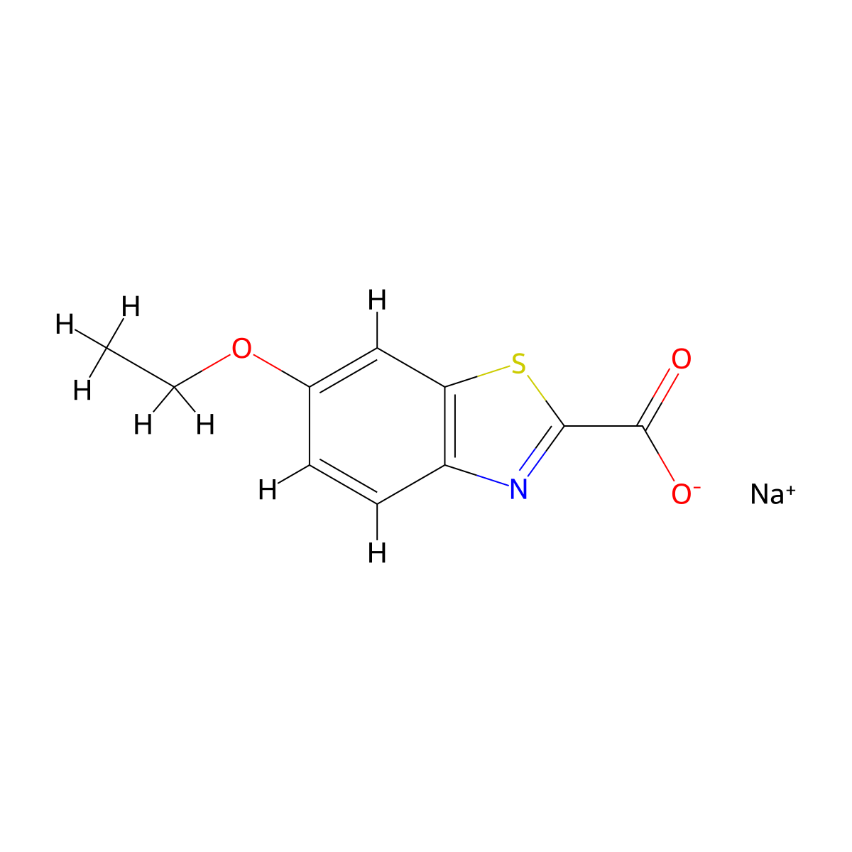 Sodium 6-ethoxy-1,3-benzothiazole-2-carboxylate molecular structure, CAS 1785761-75-2