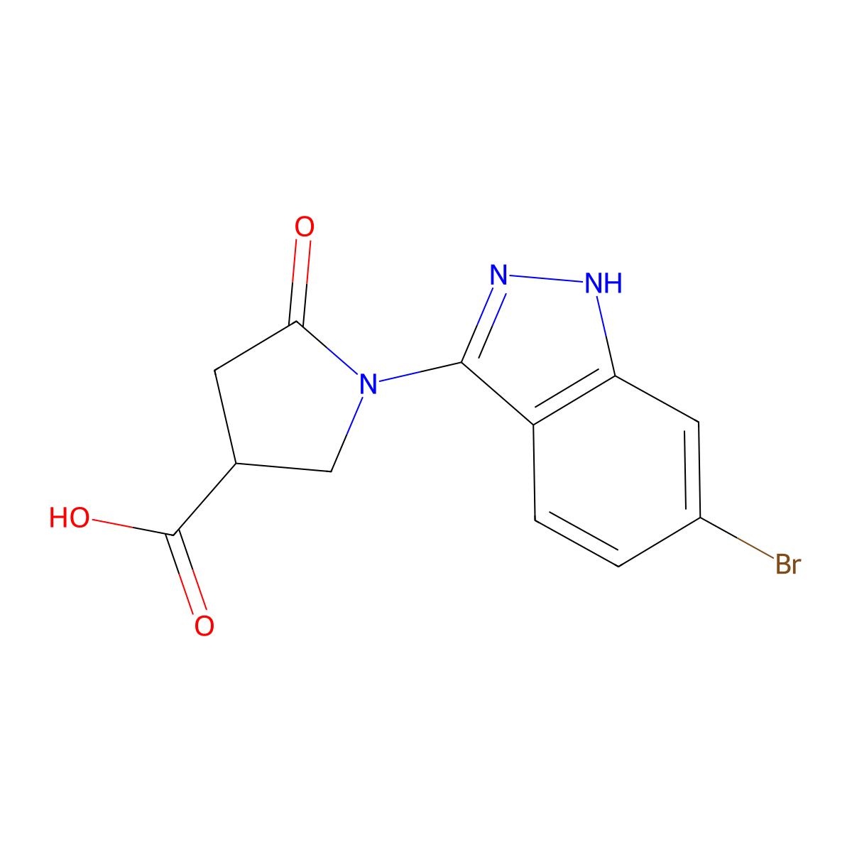 1-(6-bromo-1H-indazol-3-yl)-5-oxopyrrolidine-3-carboxylic acid molecular structure, CAS 1785761-82-1