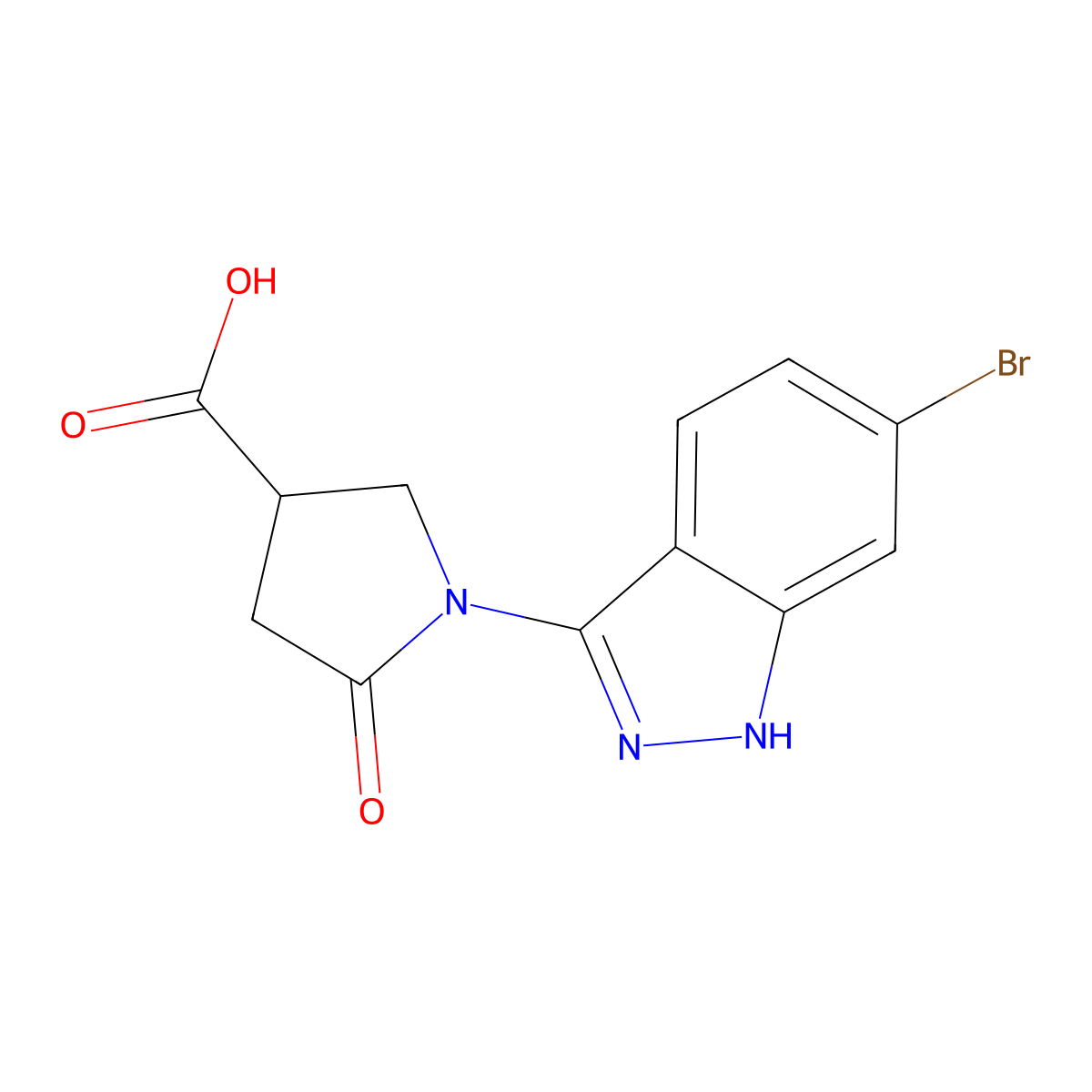 1-(6-bromo-1H-indazol-3-yl)-5-oxopyrrolidine-3-carboxylic acid molecular structure, CAS 1785761-82-1