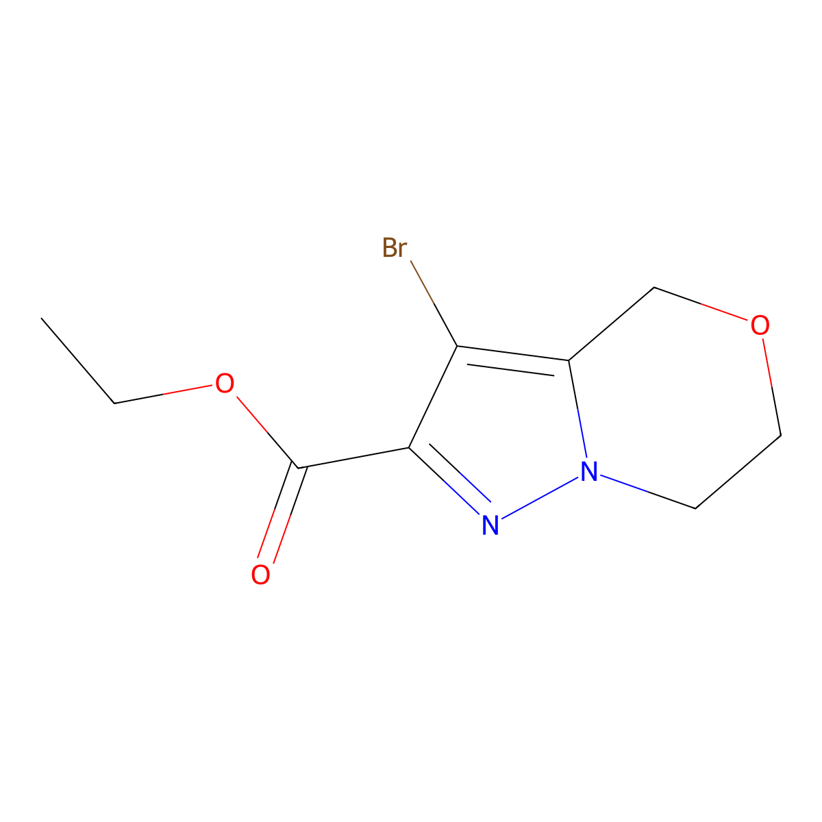 ethyl 3-bromo-6,7-dihydro-4H-pyrazolo[5,1-c][1,4]oxazine-2-carboxylate molecular structure, CAS 1785762-08-4