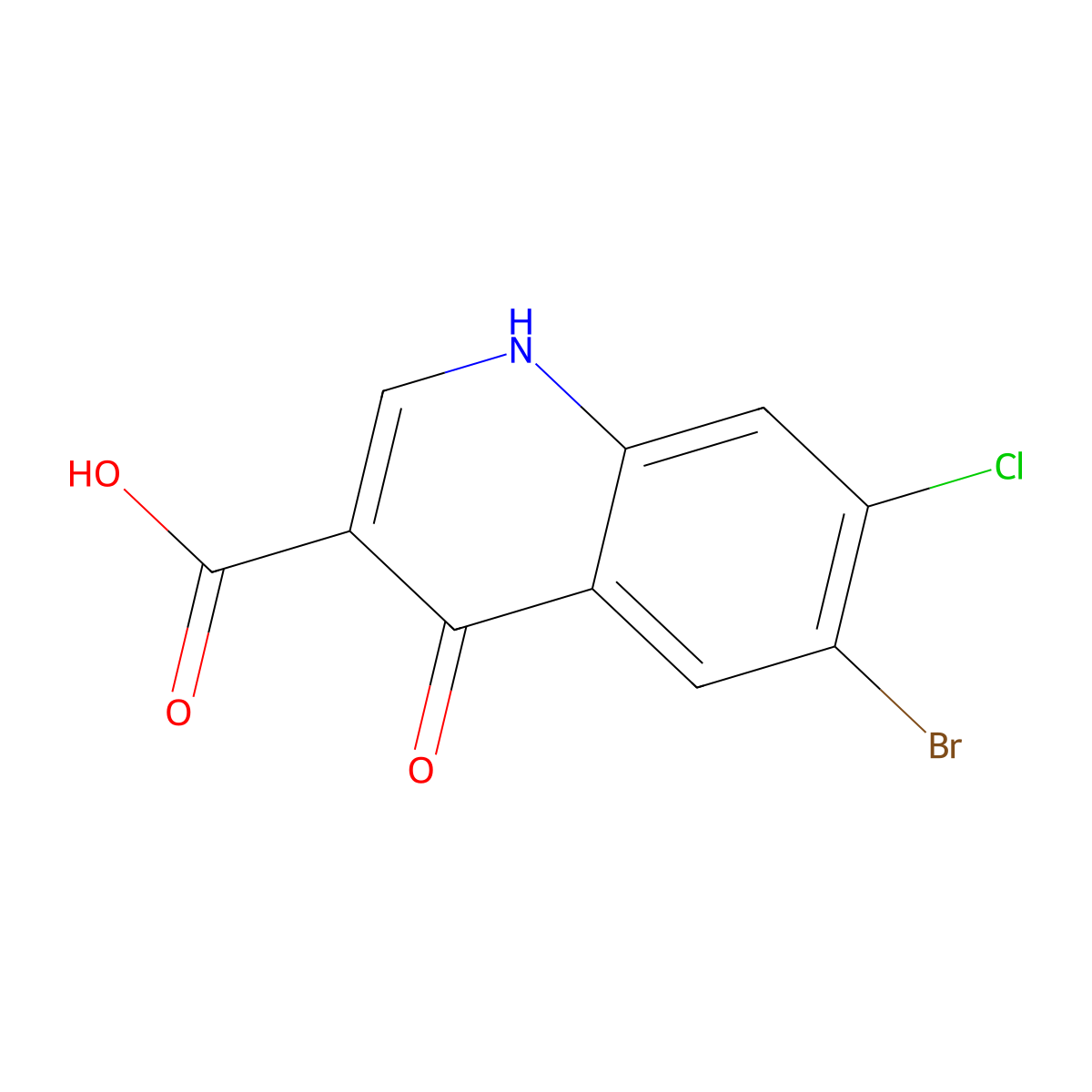 3-Quinolinecarboxylic acid, 6-bromo-7-chloro-4-hydroxy- molecular structure, CAS 1785762-29-9