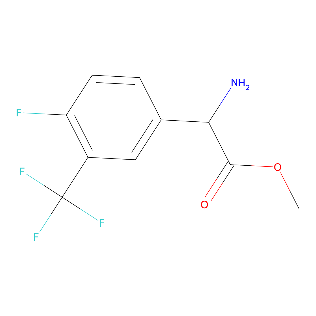 Methyl 2-amino-2-[4-fluoro-3-(trifluoromethyl)phenyl]acetate molecular structure, CAS 1785762-47-1