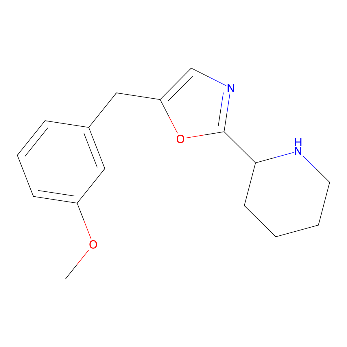 5-(3-Methoxybenzyl)-2-(piperidin-2-yl)oxazole molecular structure, CAS 1785762-76-6