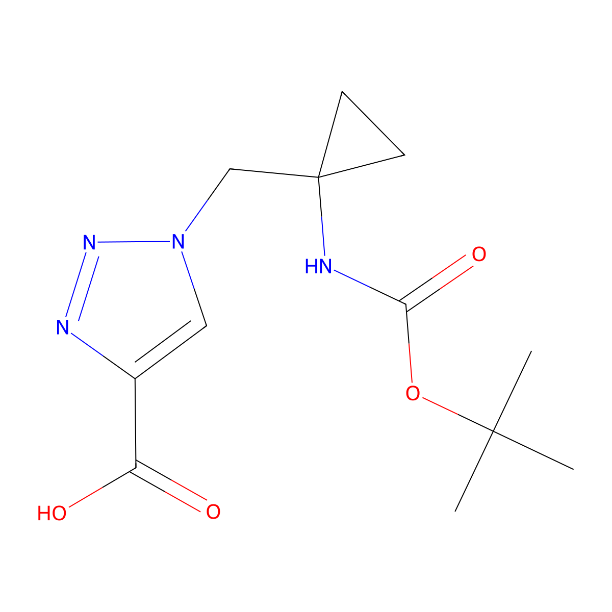 1-[[1-[(2-Methylpropan-2-yl)oxycarbonylamino]cyclopropyl]methyl]triazole-4-carboxylic acid molecular structure, CAS 1785763-22-5